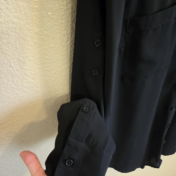 Express Women Portofino Black Button up Shirt With Rhinestones Size Small Career - Picture 11 of 14